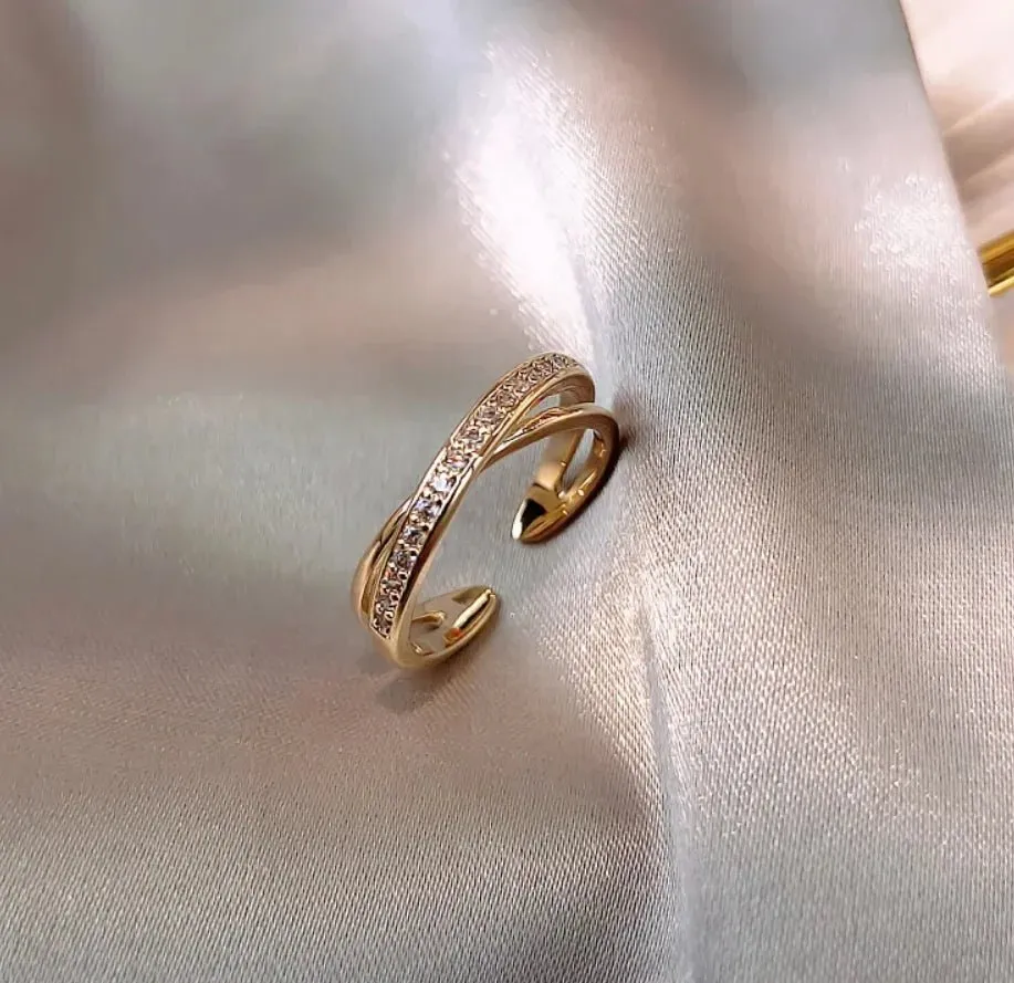 Luxury Gold Pearl Zircon Ring For Woman Party Gifts Jewelry