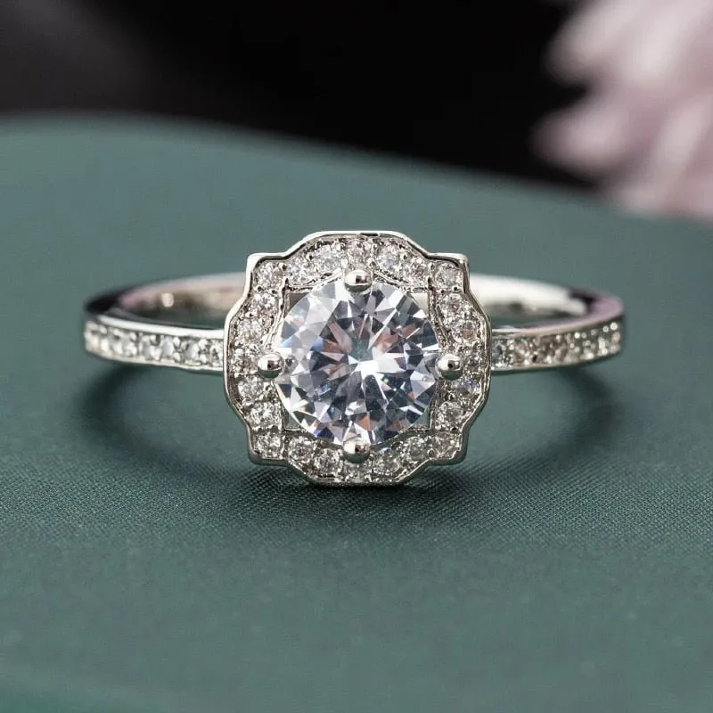 Luxury Heart Engagement Ring Silver For Women Wedding Jewelry