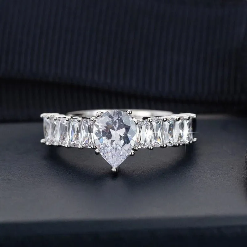 Luxury Heart Engagement Ring Silver For Women Wedding Jewelry