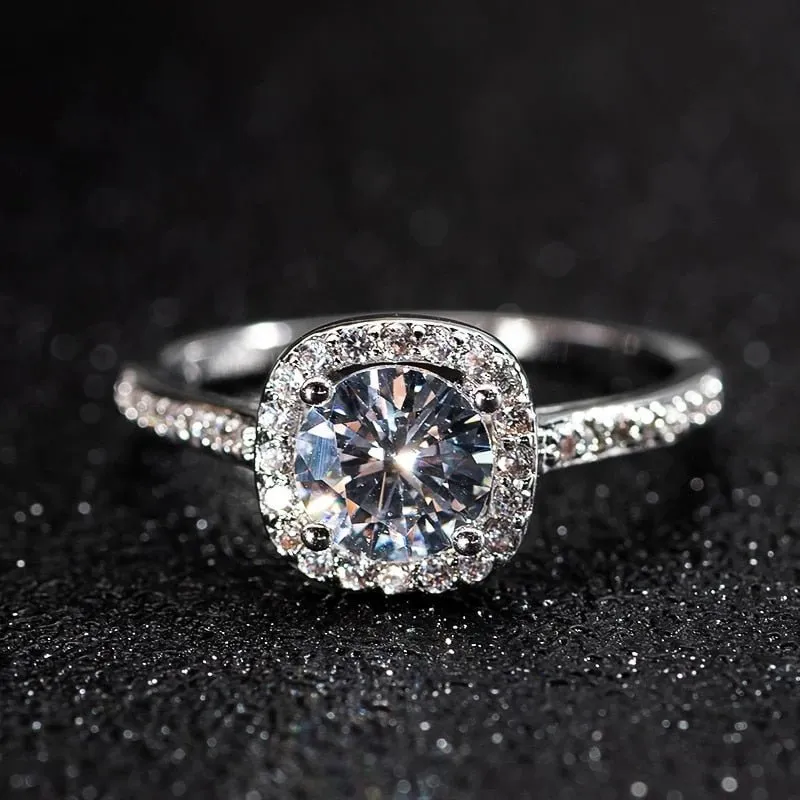 Luxury Heart Engagement Ring Silver For Women Wedding Jewelry
