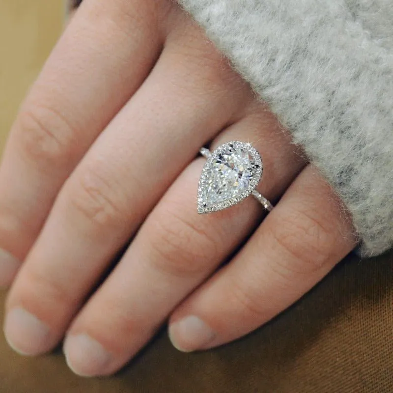 Luxury Heart Engagement Ring Silver For Women Wedding Jewelry