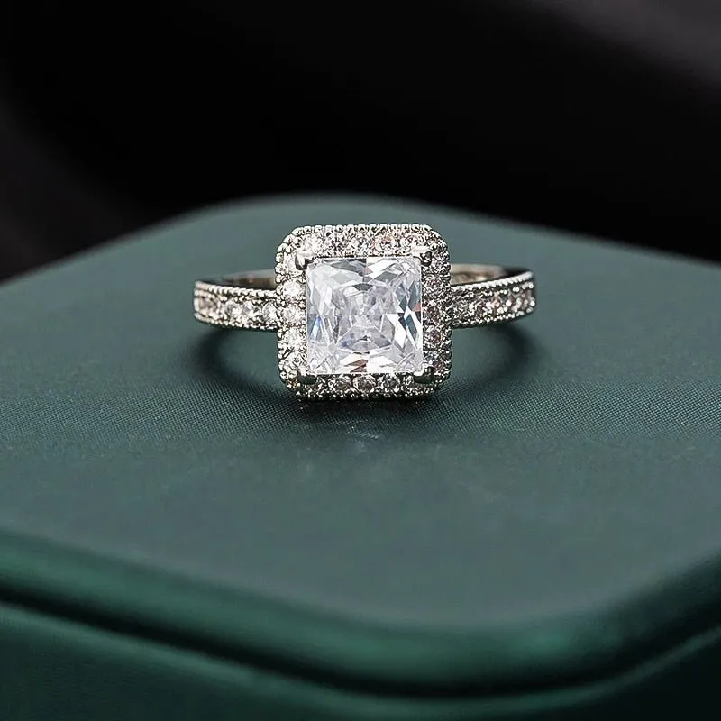 Luxury Heart Engagement Ring Silver For Women Wedding Jewelry