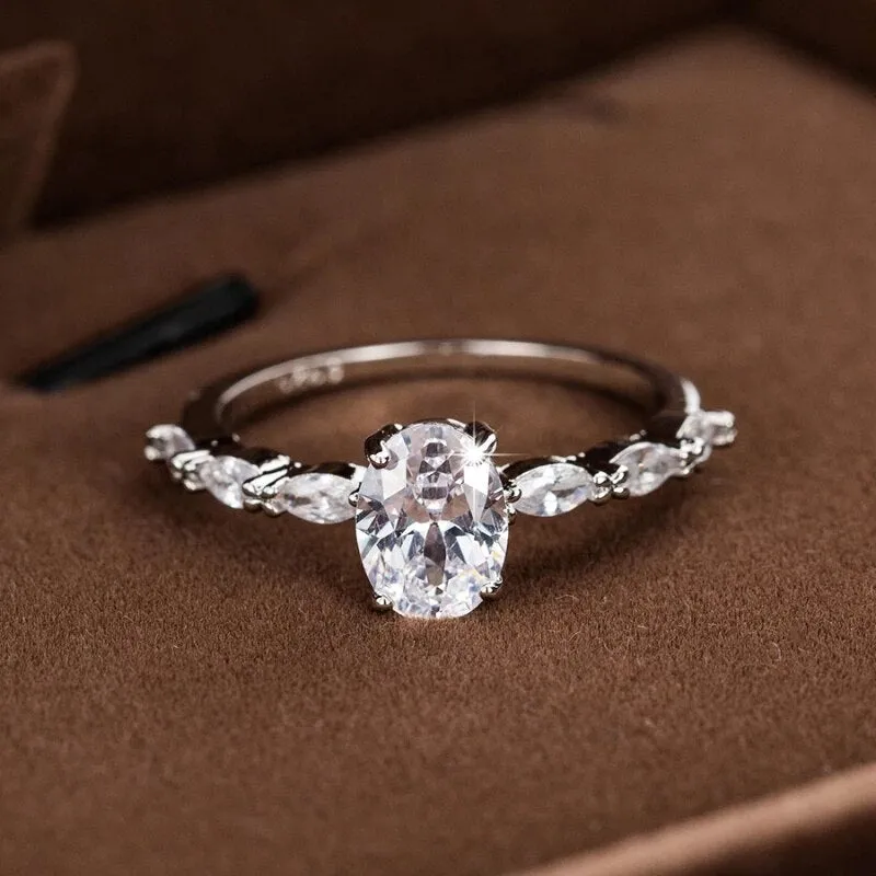 Luxury Heart Engagement Ring Silver For Women Wedding Jewelry
