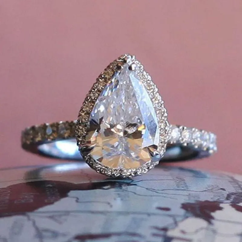 Luxury Heart Engagement Ring Silver For Women Wedding Jewelry