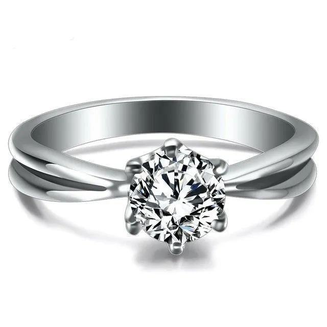 Luxury Round Zrcon Ring for Women Engagement Jewelry