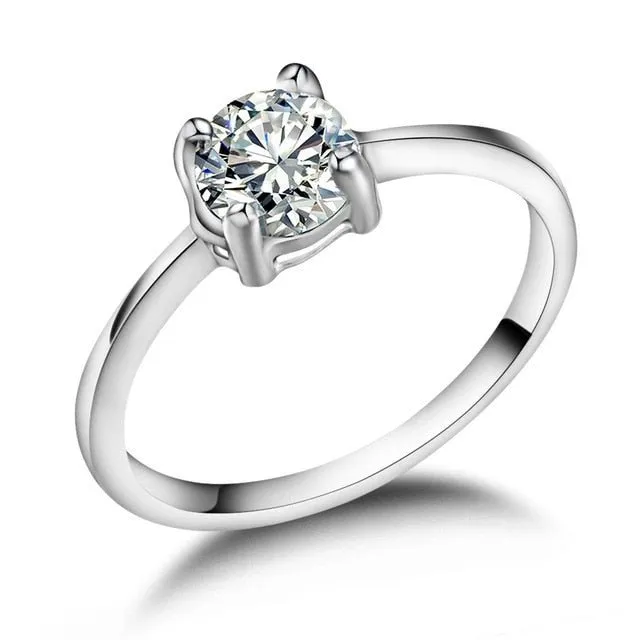 Luxury Round Zrcon Ring for Women Engagement Jewelry