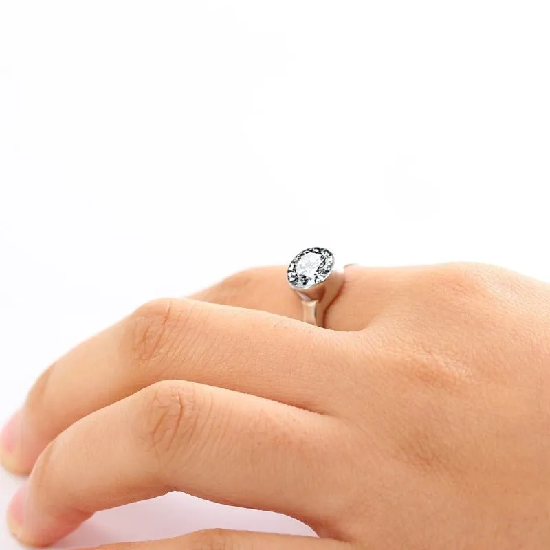 Luxury Round Zrcon Ring for Women Engagement Jewelry