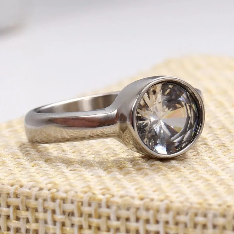 Luxury Round Zrcon Ring for Women Engagement Jewelry
