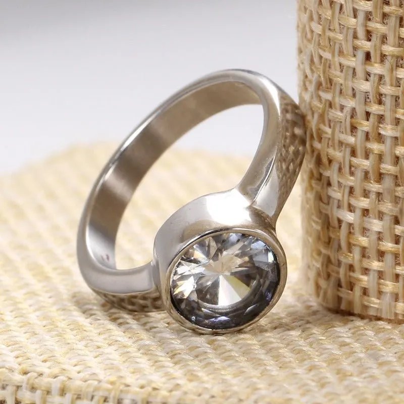Luxury Round Zrcon Ring for Women Engagement Jewelry