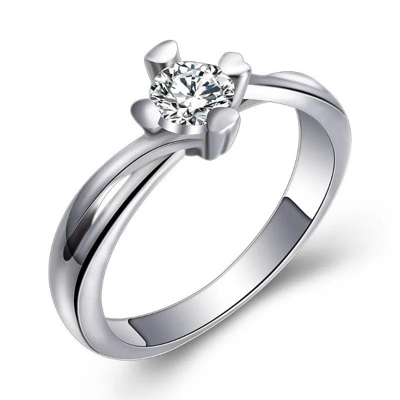 Luxury Round Zrcon Ring for Women Engagement Jewelry