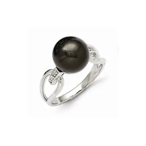 Majestik Black Shell Pearl Cubic Zirconia Ring