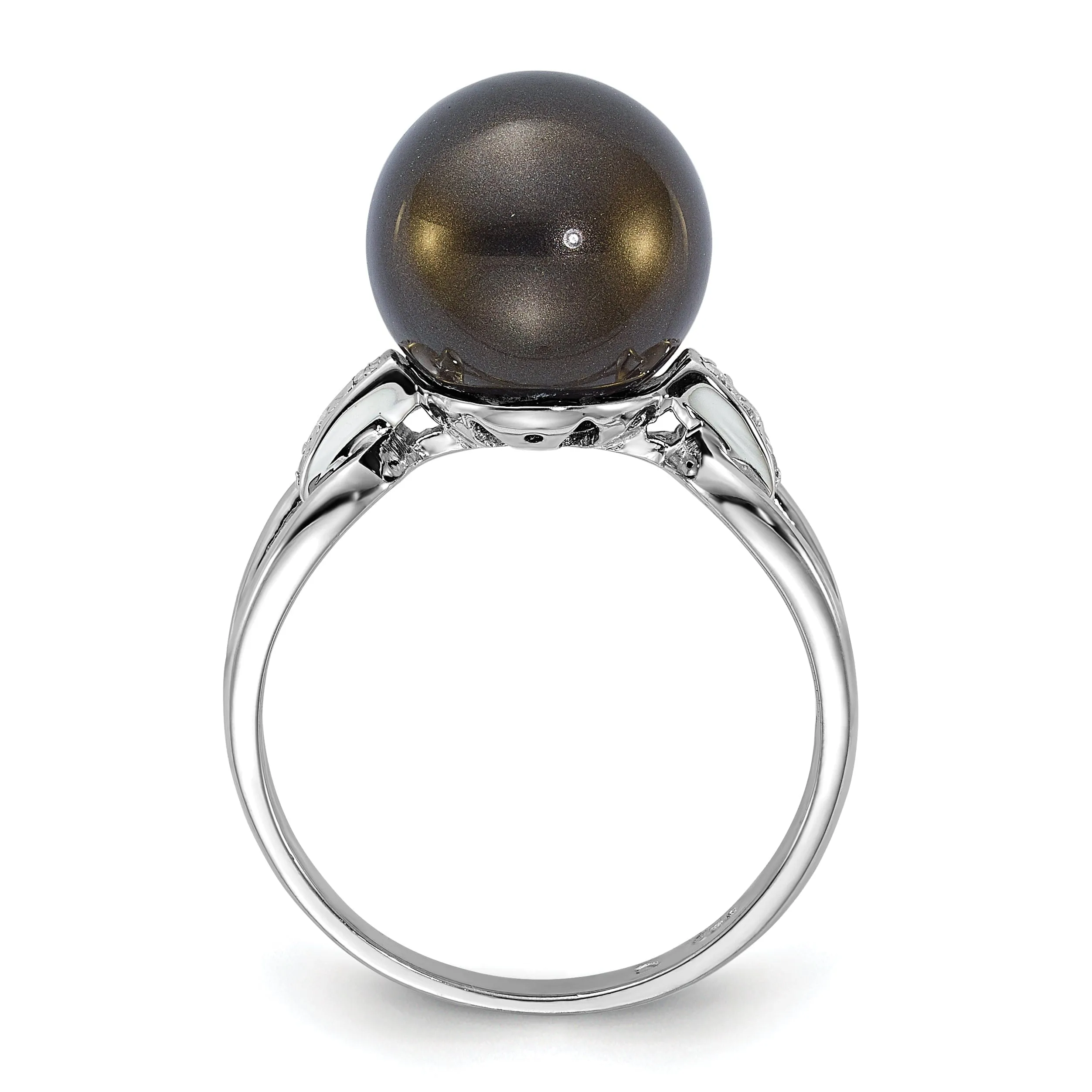 Majestik Black Shell Pearl Cubic Zirconia Ring