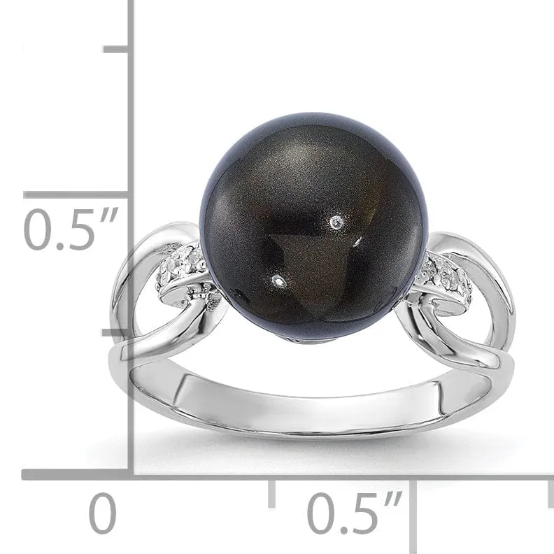 Majestik Black Shell Pearl Cubic Zirconia Ring