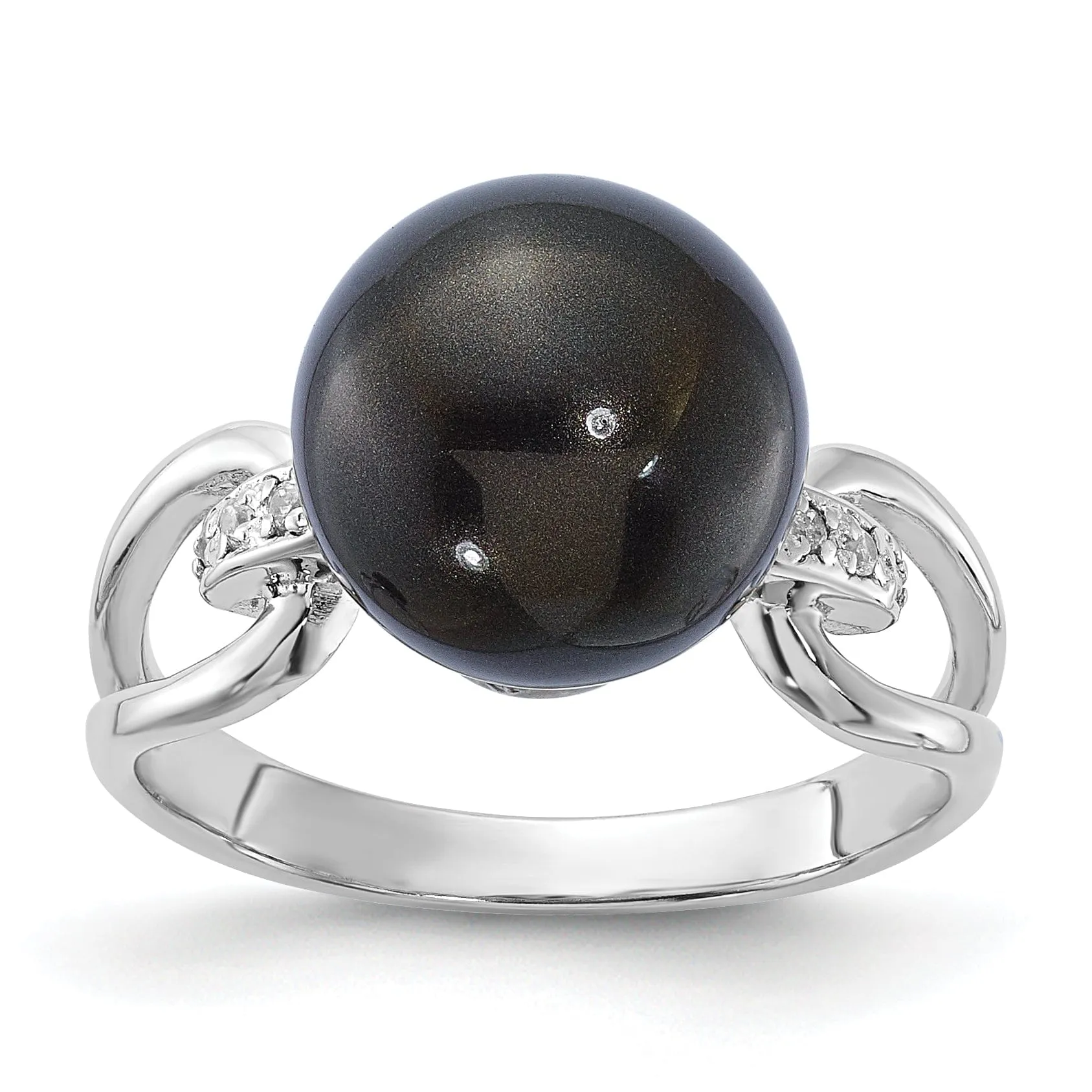 Majestik Black Shell Pearl Cubic Zirconia Ring