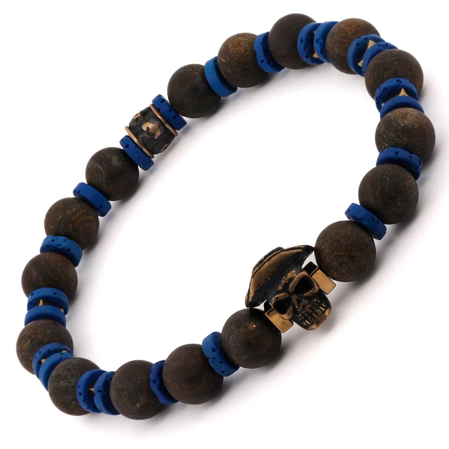 Matte Bronzite Stone Skull Beaded Bracelet