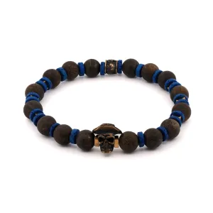 Matte Bronzite Stone Skull Beaded Bracelet