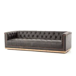Maxx Leather Sofa 95", Destroyed Black