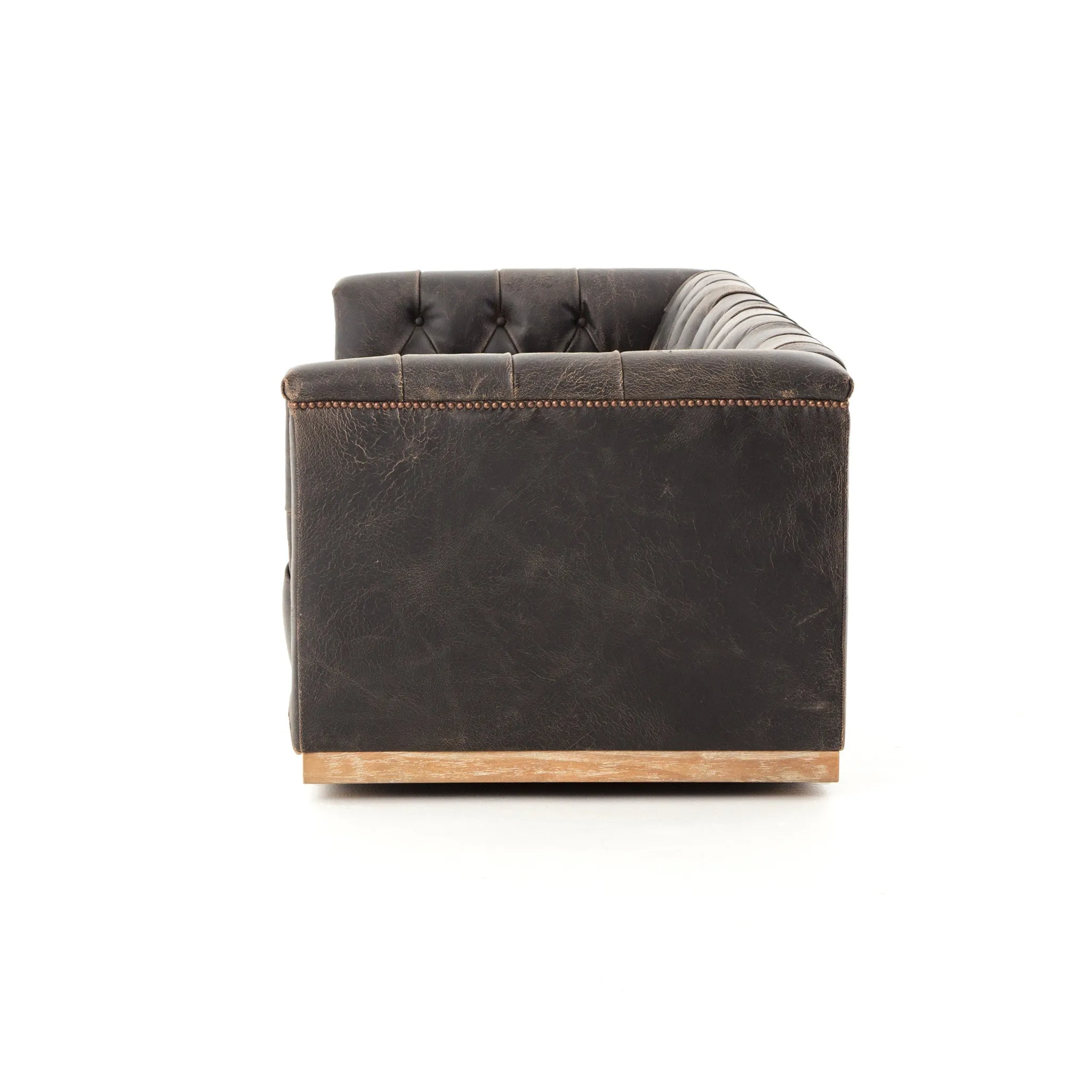 Maxx Leather Sofa 95", Destroyed Black