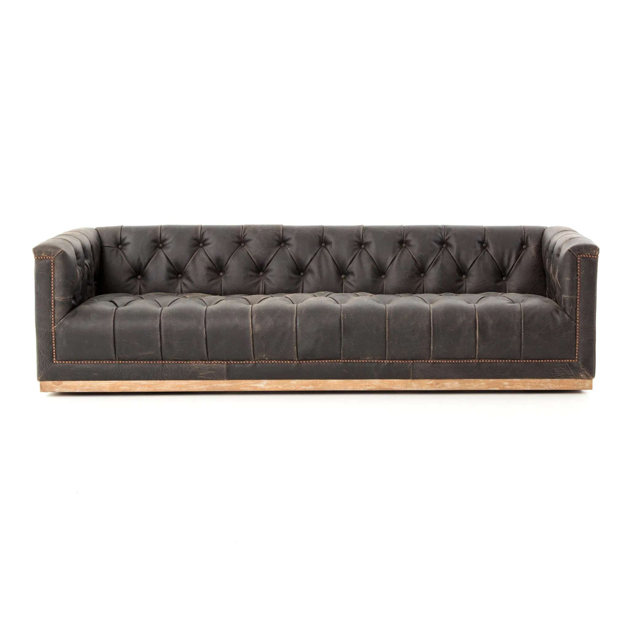 Maxx Leather Sofa 95", Destroyed Black