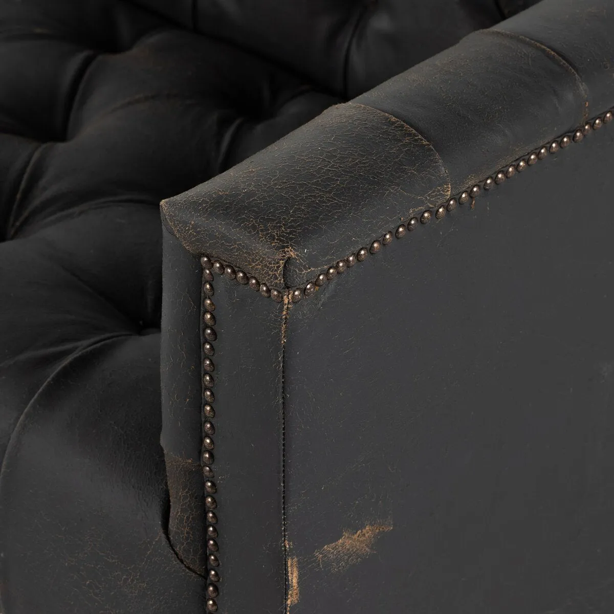Maxx Leather Sofa 95", Destroyed Black