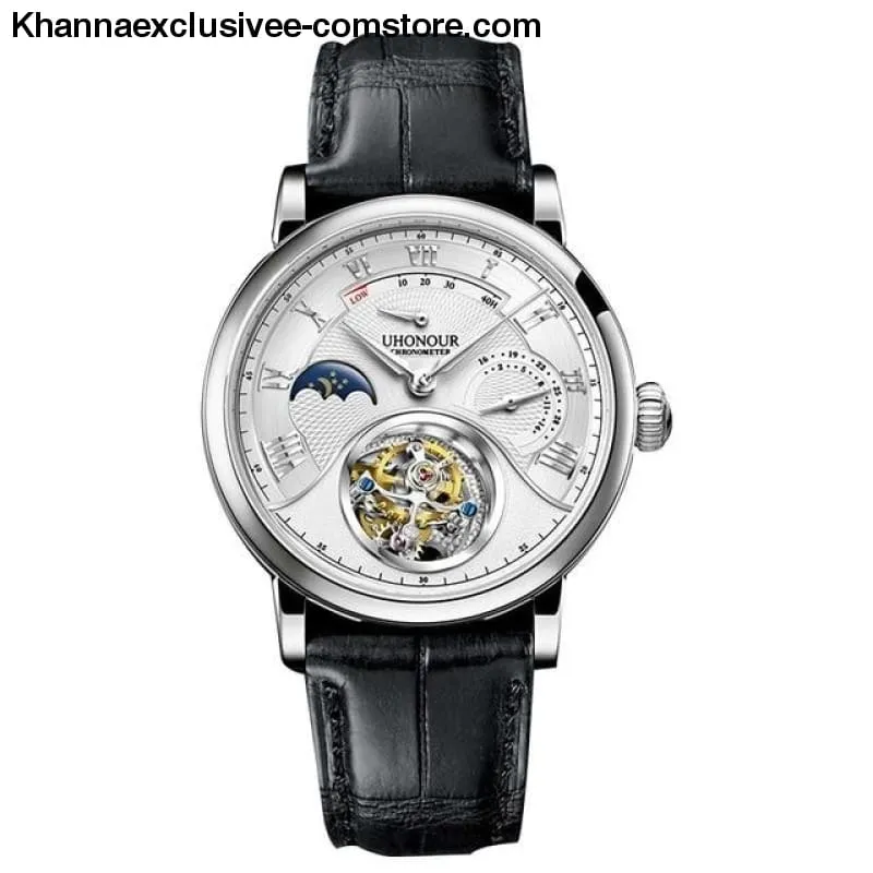Men's Luxury Brand UHONOUR Tourbillon Sapphire 25 Jewels Mechanical Sea-gull Movement Wrist Watch