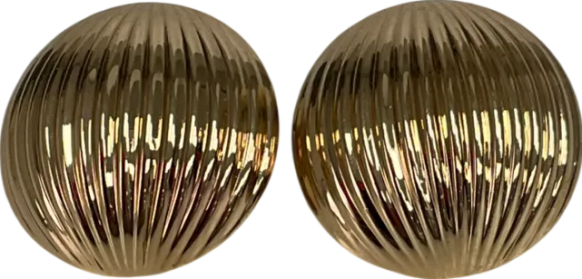 Metallic Seashell Half Ball Gold Earrings One Size