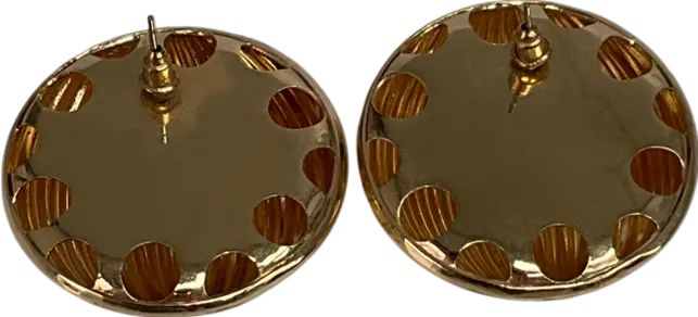 Metallic Seashell Half Ball Gold Earrings One Size