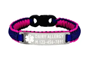 Micro Paracord Bracelet with Custom Engraved Stainless Steel ID Tag - Allergy