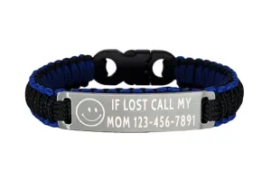 Micro Paracord Bracelet with Custom Engraved Stainless Steel ID Tag - If Lost