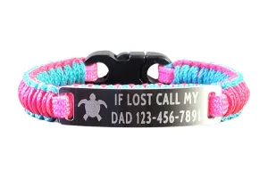 Micro Paracord Bracelet with Custom Engraved Stainless Steel ID Tag - Lost Child