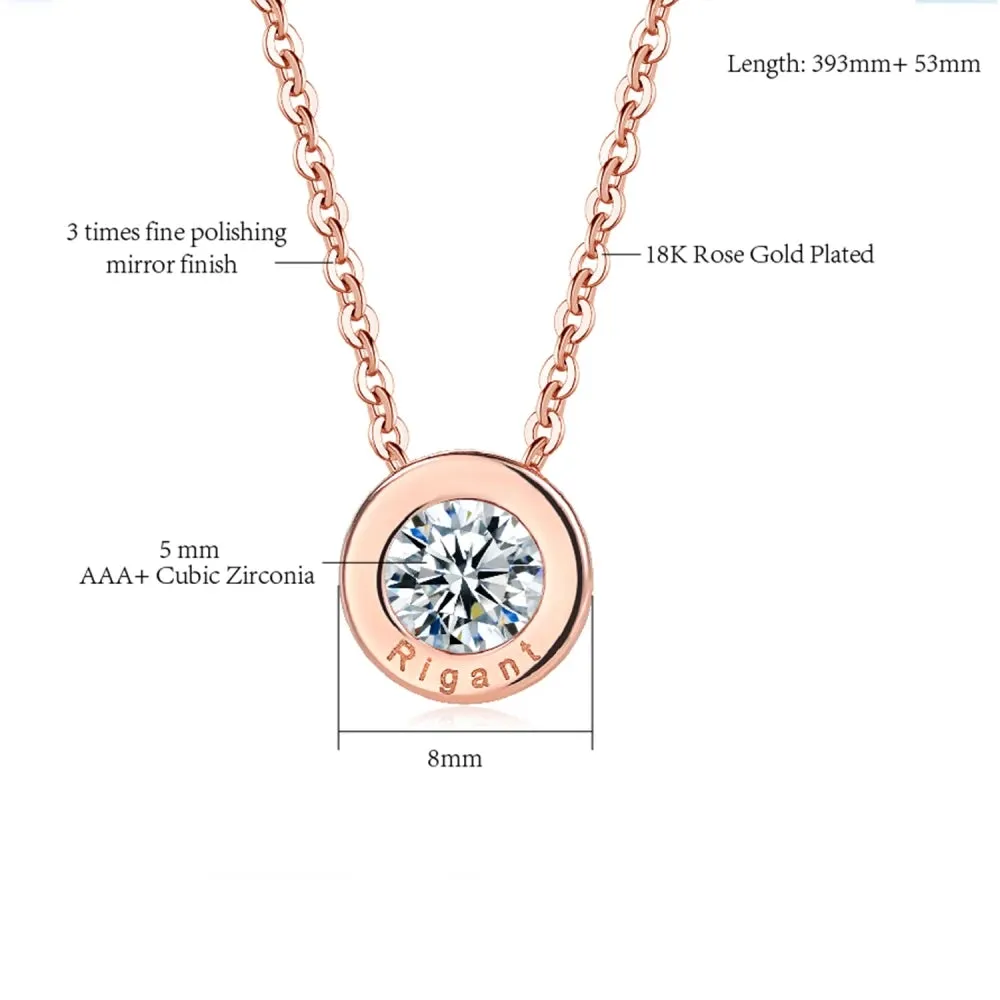 Minimalist Simple Crystal Pendants Necklaces For Women Charms Zirconia Necklace Rose Gold Color Fashionable Neck Jewelry Gifts