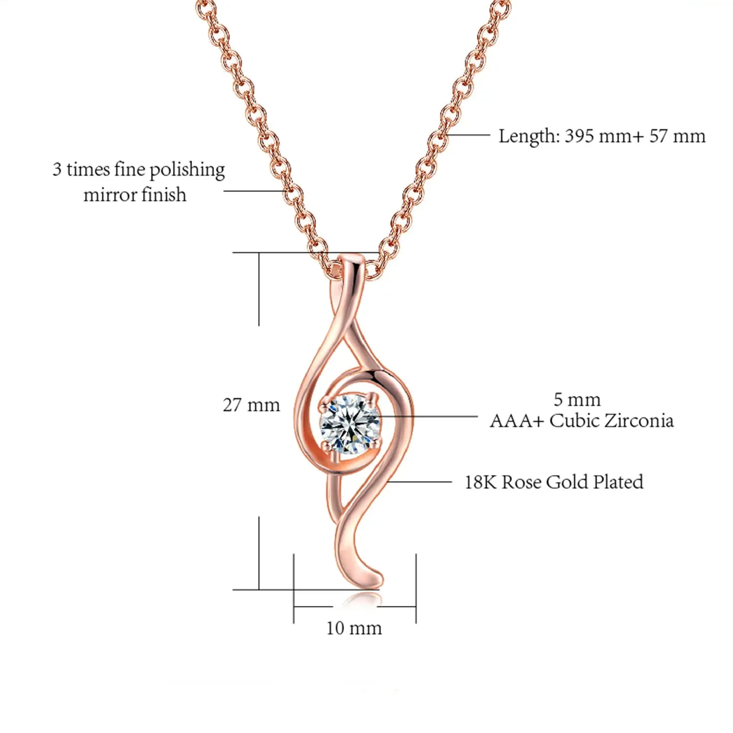 Minimalist Simple Crystal Pendants Necklaces For Women Charms Zirconia Necklace Rose Gold Color Fashionable Neck Jewelry Gifts