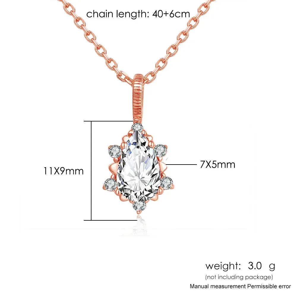 Minimalist Simple Crystal Pendants Necklaces For Women Charms Zirconia Necklace Rose Gold Color Fashionable Neck Jewelry Gifts