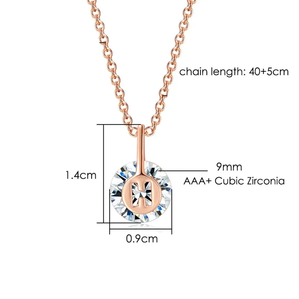 Minimalist Simple Crystal Pendants Necklaces For Women Charms Zirconia Necklace Rose Gold Color Fashionable Neck Jewelry Gifts
