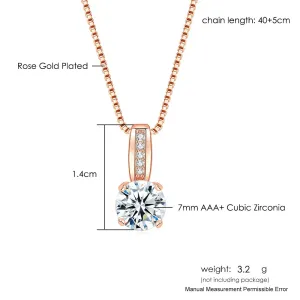 Minimalist Simple Crystal Pendants Necklaces For Women Charms Zirconia Necklace Rose Gold Color Fashionable Neck Jewelry Gifts