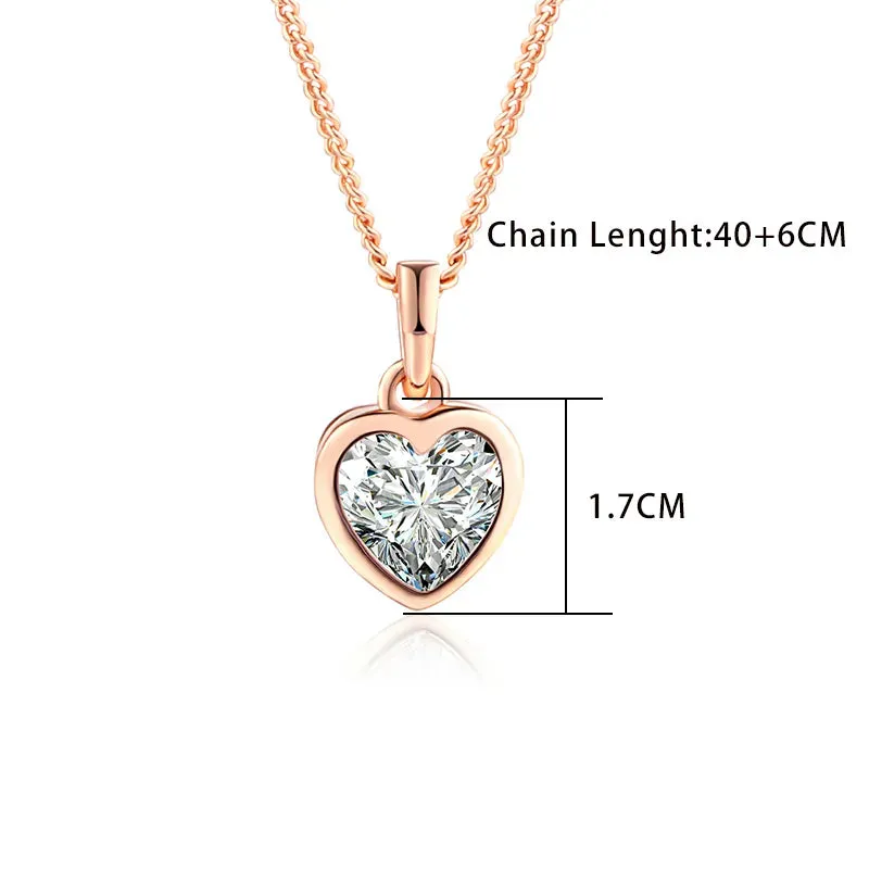 Minimalist Simple Crystal Pendants Necklaces For Women Charms Zirconia Necklace Rose Gold Color Fashionable Neck Jewelry Gifts