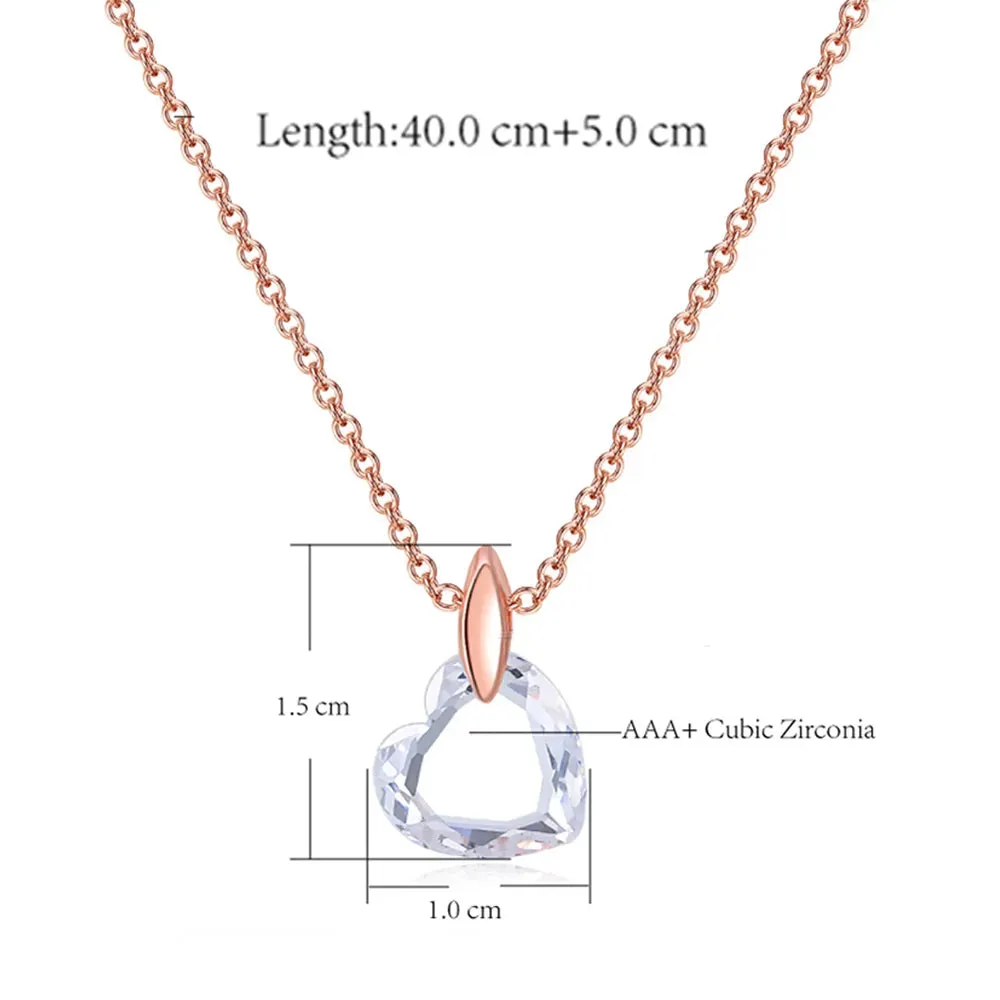 Minimalist Simple Crystal Pendants Necklaces For Women Charms Zirconia Necklace Rose Gold Color Fashionable Neck Jewelry Gifts