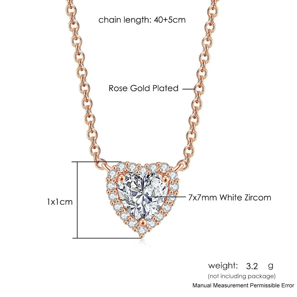 Minimalist Simple Crystal Pendants Necklaces For Women Charms Zirconia Necklace Rose Gold Color Fashionable Neck Jewelry Gifts