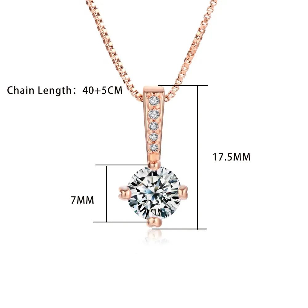 Minimalist Simple Crystal Pendants Necklaces For Women Charms Zirconia Necklace Rose Gold Color Fashionable Neck Jewelry Gifts