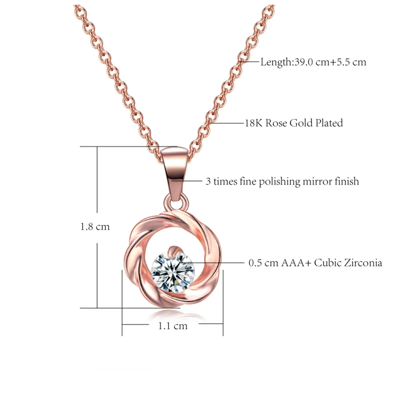 Minimalist Simple Crystal Pendants Necklaces For Women Charms Zirconia Necklace Rose Gold Color Fashionable Neck Jewelry Gifts
