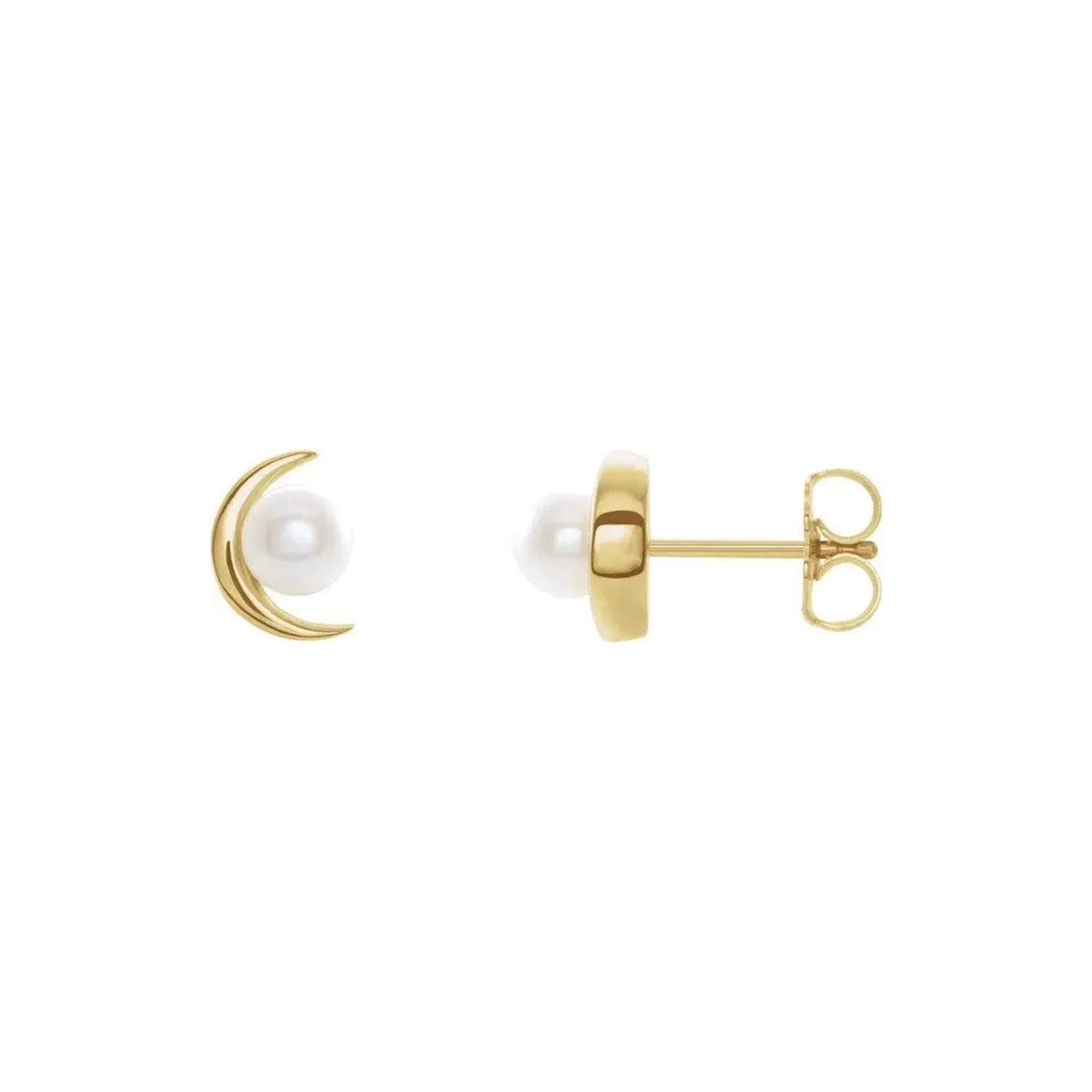 Moon & Pearl Studs