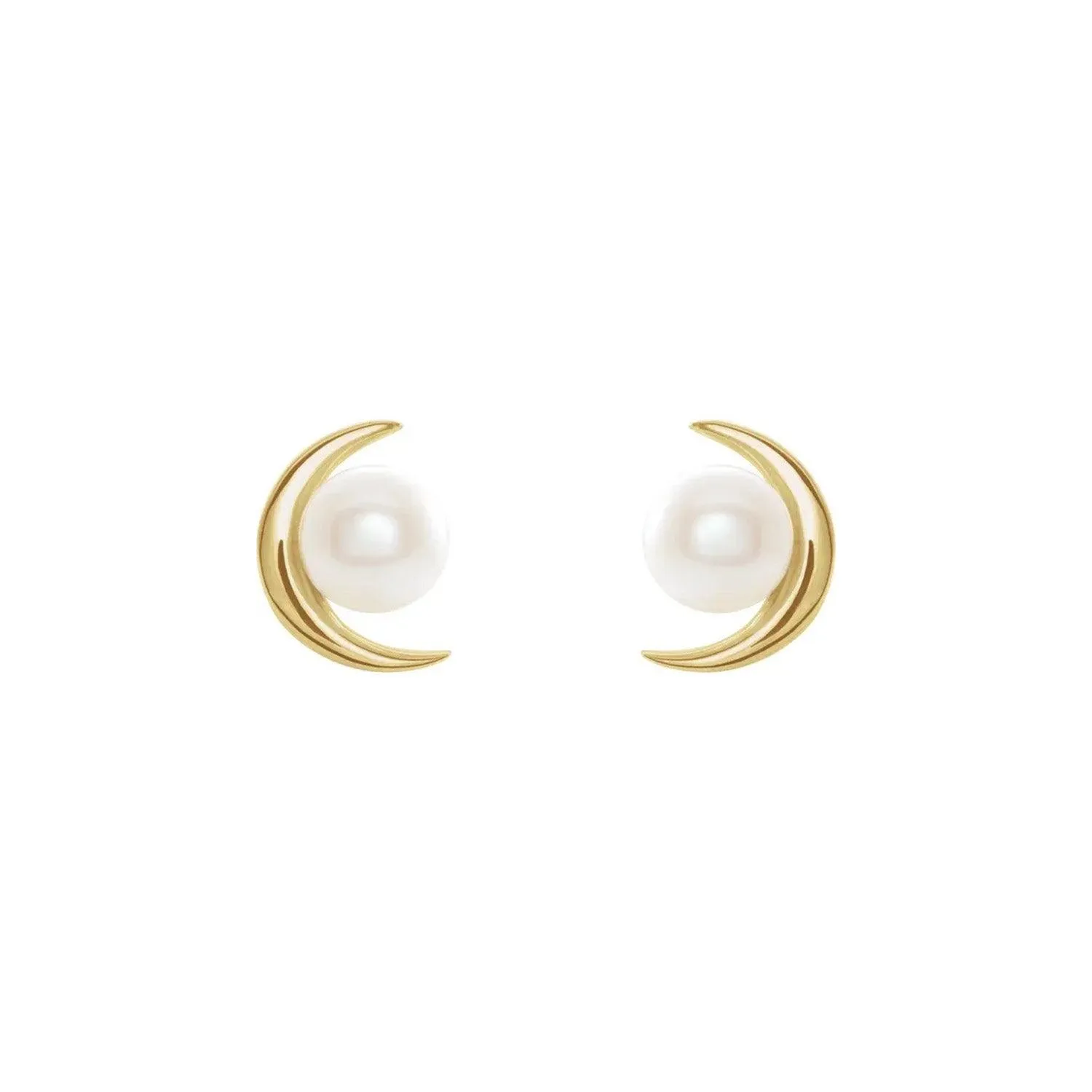 Moon & Pearl Studs
