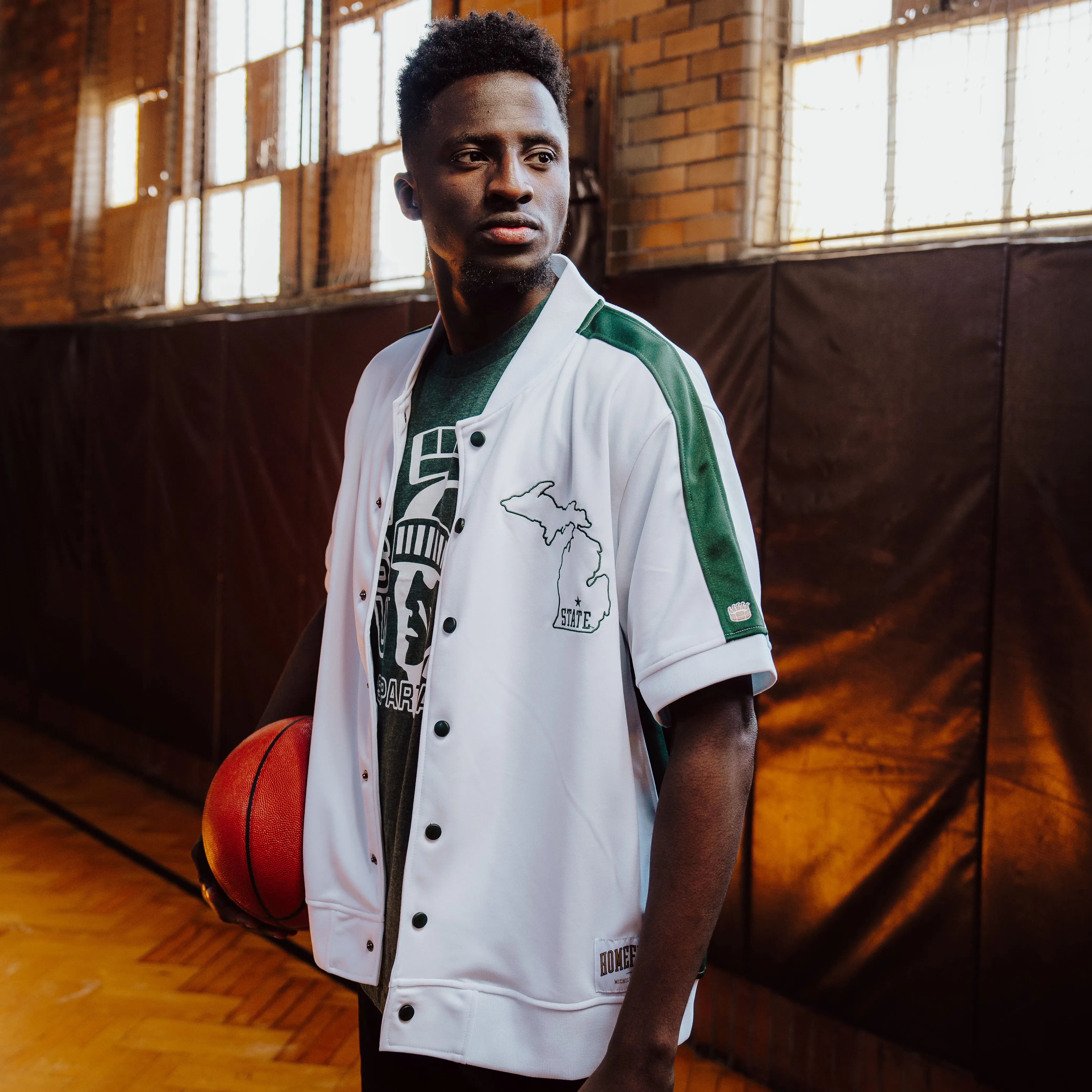 MSU Spartans Basketball Vintage Warmup Shooting Shirt