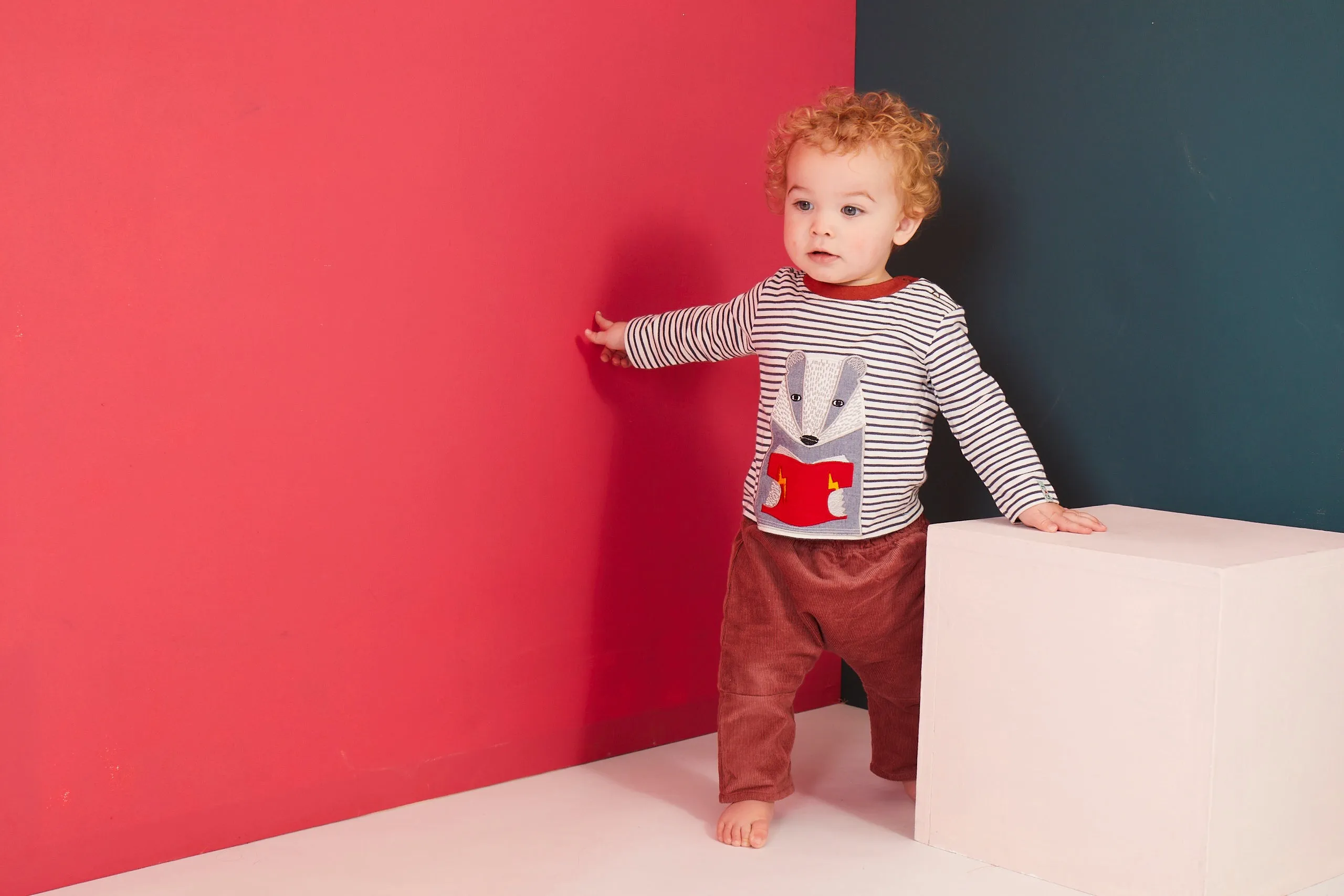 Multicoloured Badger Applique Top And Trouser Set