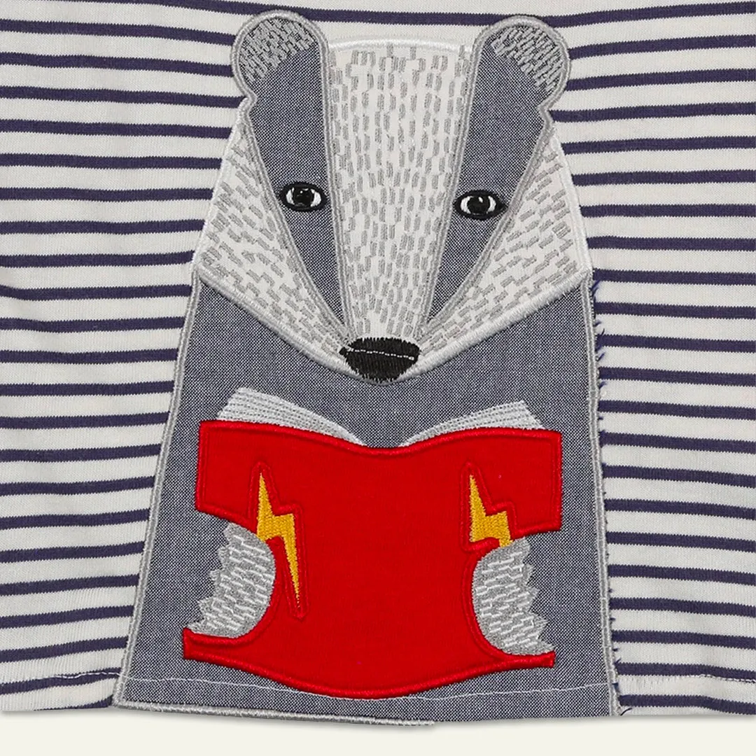 Multicoloured Badger Applique Top And Trouser Set