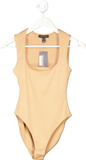 New Look Beige Slinky Square Bodysuit UK 6