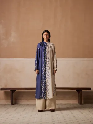 New Season Summer Fall 24-Dress Chloe Cotton Voil Indigo Ivory Spiral-SS24-CD-INISP-Fashion Edit Cord Studio