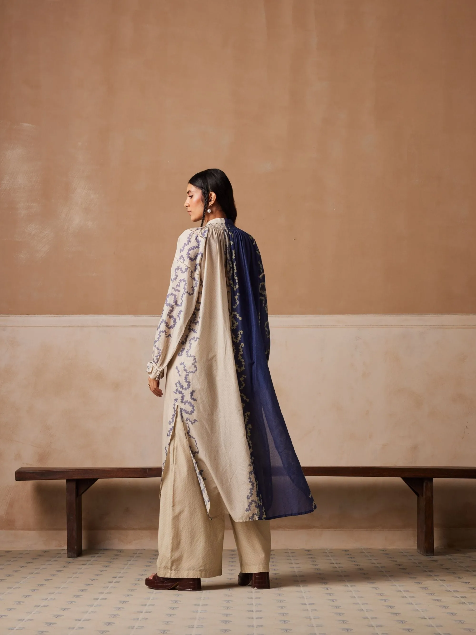 New Season Summer Fall 24-Dress Chloe Cotton Voil Indigo Ivory Spiral-SS24-CD-INISP-Fashion Edit Cord Studio