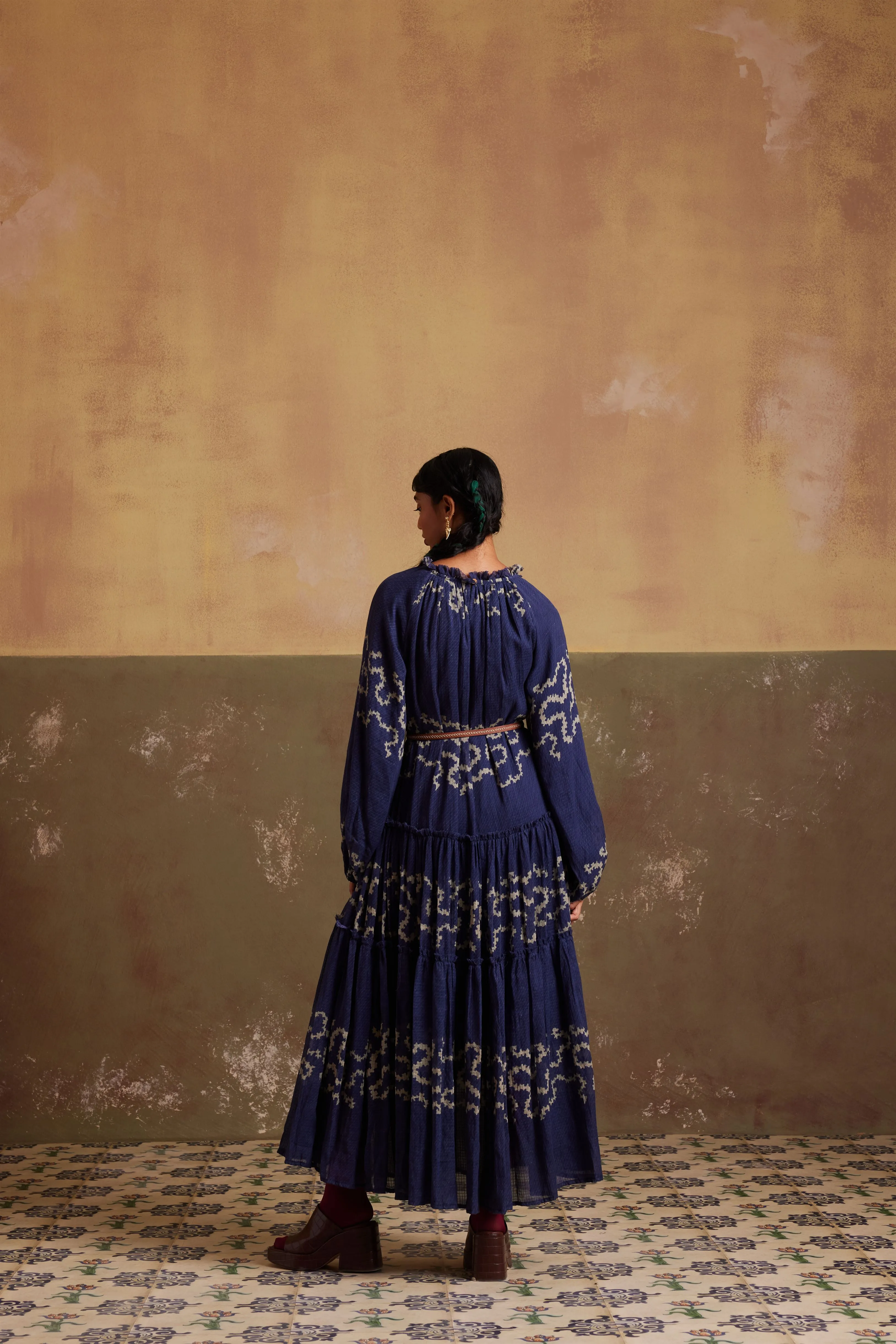 New Season Summer Fall 24-Dress Ezra Cotton Indigo Spiral-SS24-EZD-INDS-Fashion Edit Cord Studio