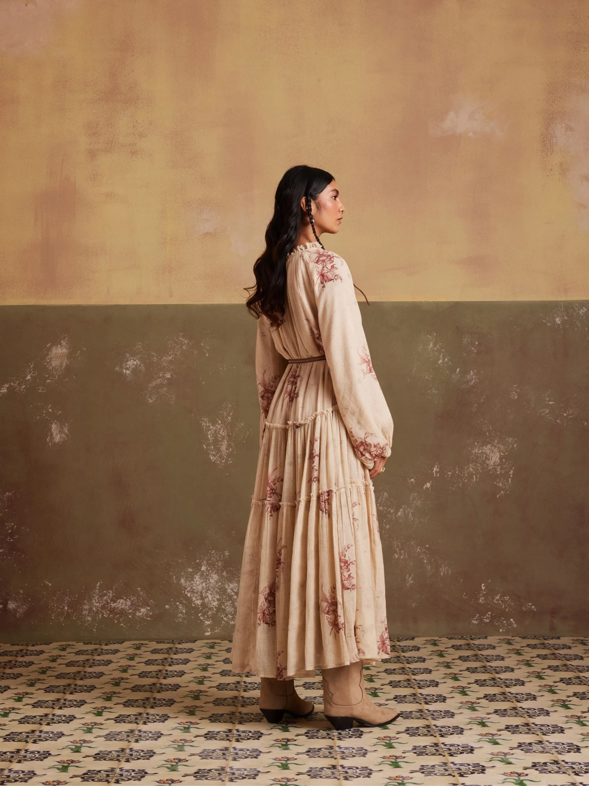 New Season Summer Fall 24-Dress Ezra Cotton Peony print-SS24-EZD-PNY-Fashion Edit Cord Studio